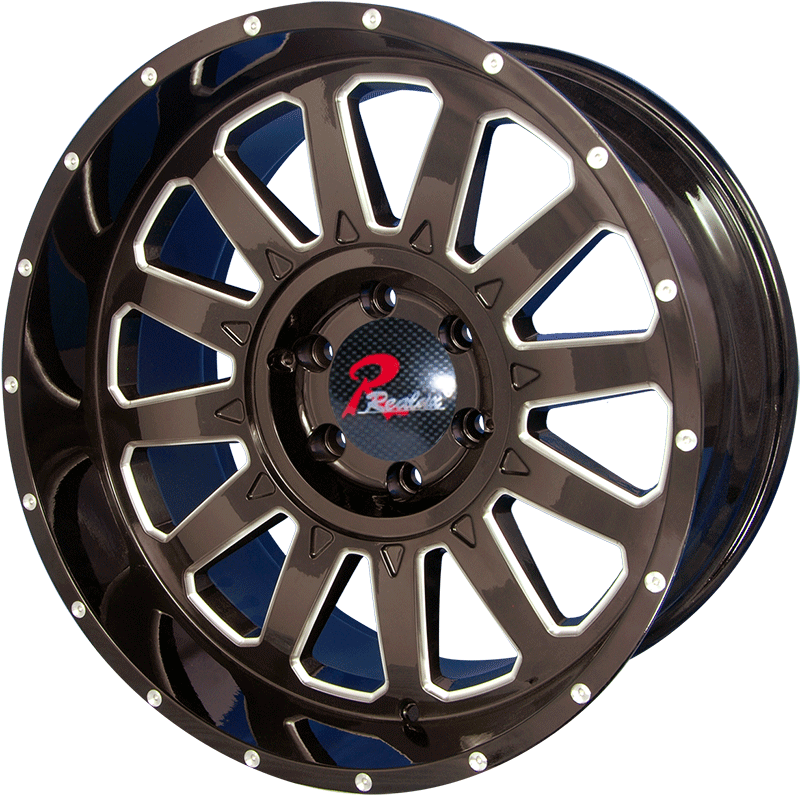 178.5 inch Semi Matte Black/chrome stud wheel rim