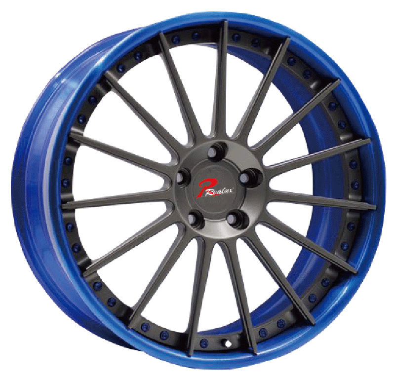 19 inch Semi Matte Black/blue stud wheel rim