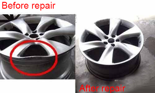 Aluminum wheel repair before and after photos