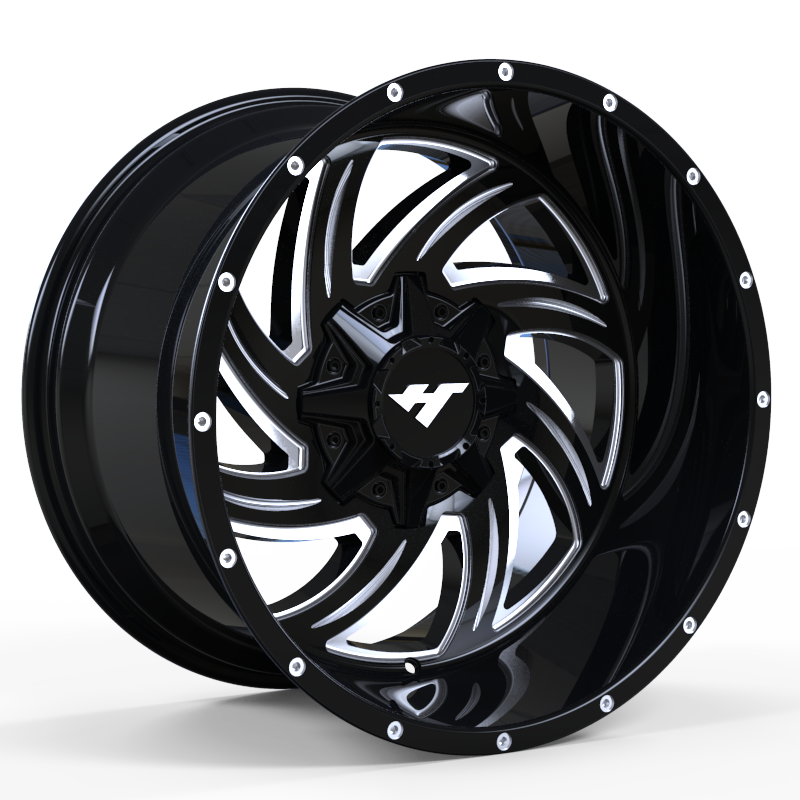 24X12 inch Black Machine Face/Chrome Stud wheel rim