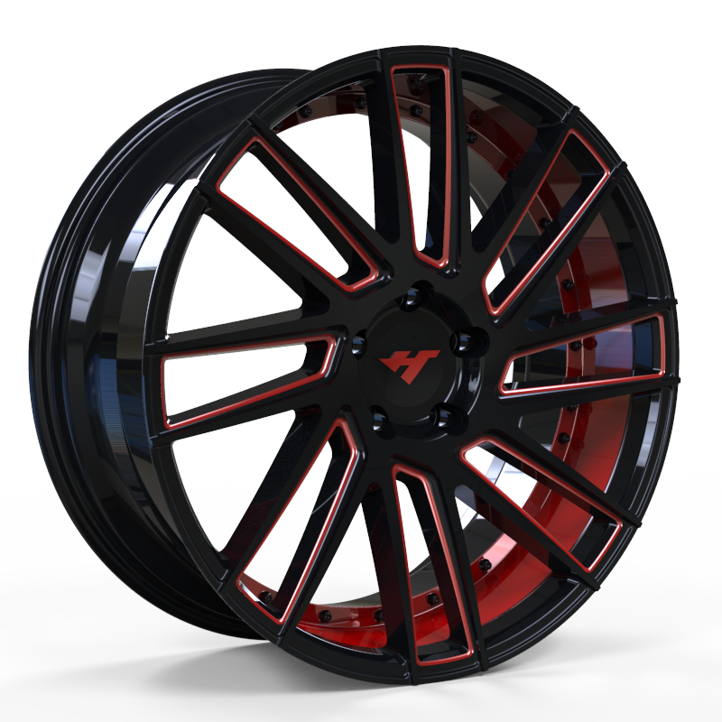 19X8.5 inch Red Milling Spoke / Black Point wheel rim