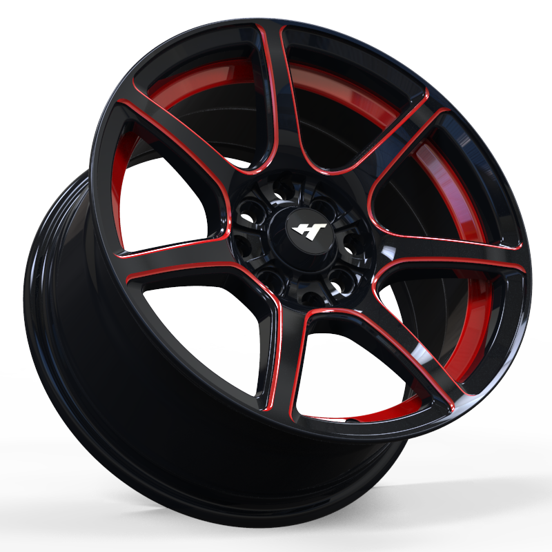 15 inch black / red wheel rim