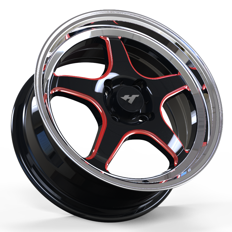 15 inch black / red /mirror lip wheel rim