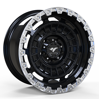 17X8.0 inch 5X127 Black Machine Lip wheel rim