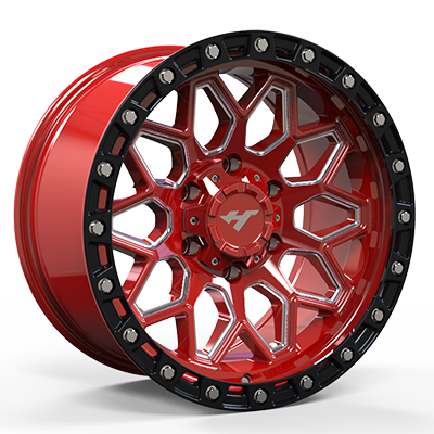 17X9.0 inch 6X139.7 red & black wheel rim