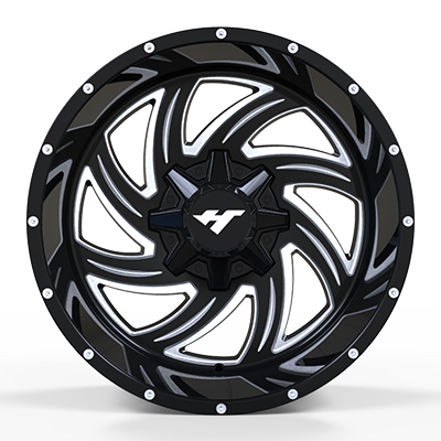 20X9.0 inch Black Machine Face/Chrome Stud wheel rim
