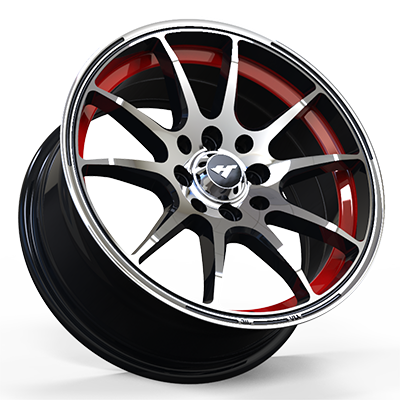 13X6.0 inch Black /red /machine face wheel rim