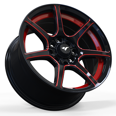 15X7.0 inch black / red wheel rim