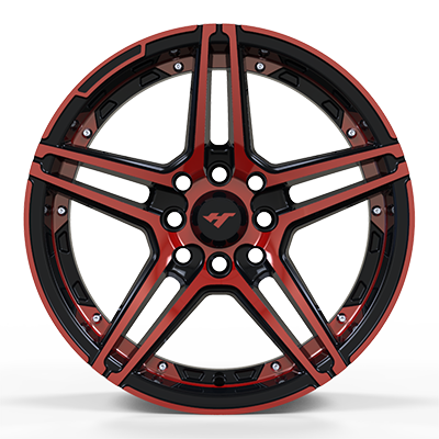 14X6.0 inch Red Face/Chrome Stud wheel rim