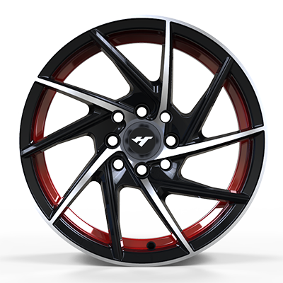 14X6.0 inch black machine face/Red Undercut wheel rim