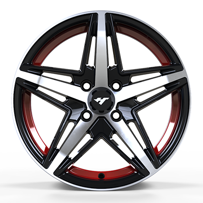 13X6.0 inch Black Machine Face/Red Undercut wheel rim