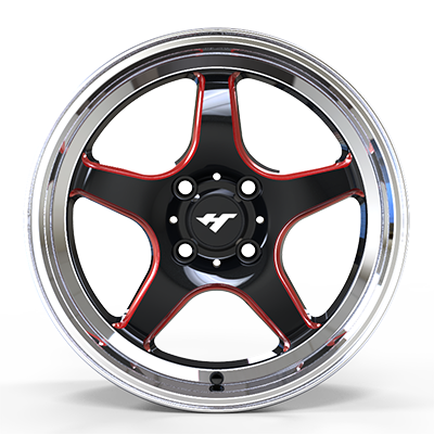 15X7.0 inch black / red / mirror lip wheel rim
