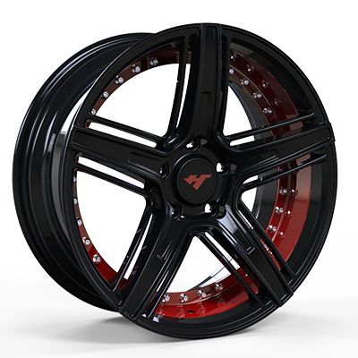 18X8.0 inch 5X114.3 black & red undercut wheel rim