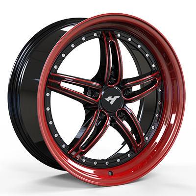 17X7.5 inch 5X100 black & red wheel rim