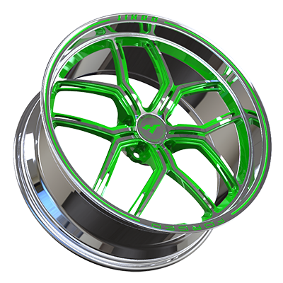 18X8.0 inch Chrome & Green forged and custom wheel rim